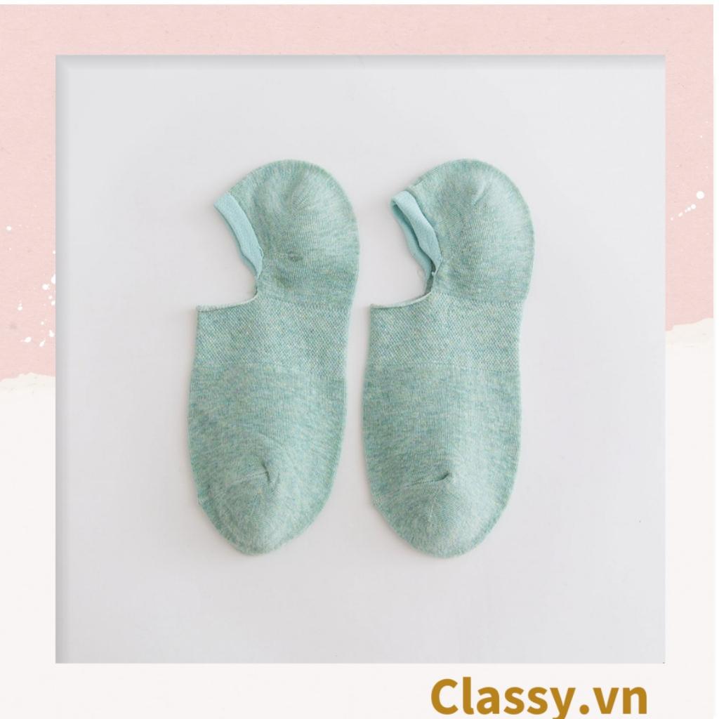 Tất cổ ngắn Classy, vớ cổ ngắn cotton trơn nhiều màu pastel G1427