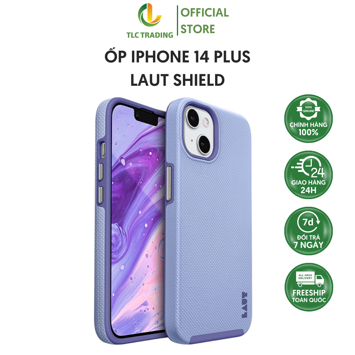 Ốp LAUT Shield dành cho iPhone 14/ 14 Plus/ 14 Pro/ 14 Pro Max - Hàng chính hãng Được làm từ nhựa PC và TPU bền, dễ dàng tháo lắp.