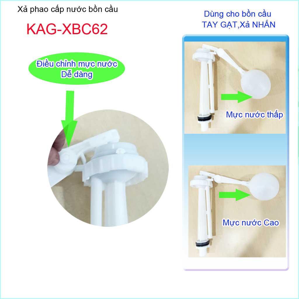 Cụm phao cấp nước bồn cầu KAG-XBC62A, cột cấp nước cho xí bệt hình trái bóng nhựa 100% lắp vừa 99% các loại cầu