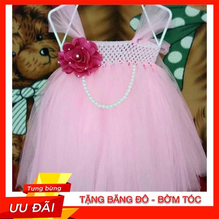 Đầm công chúa cho bé ️Đầm hồng phấn hoa sen cho bé gái