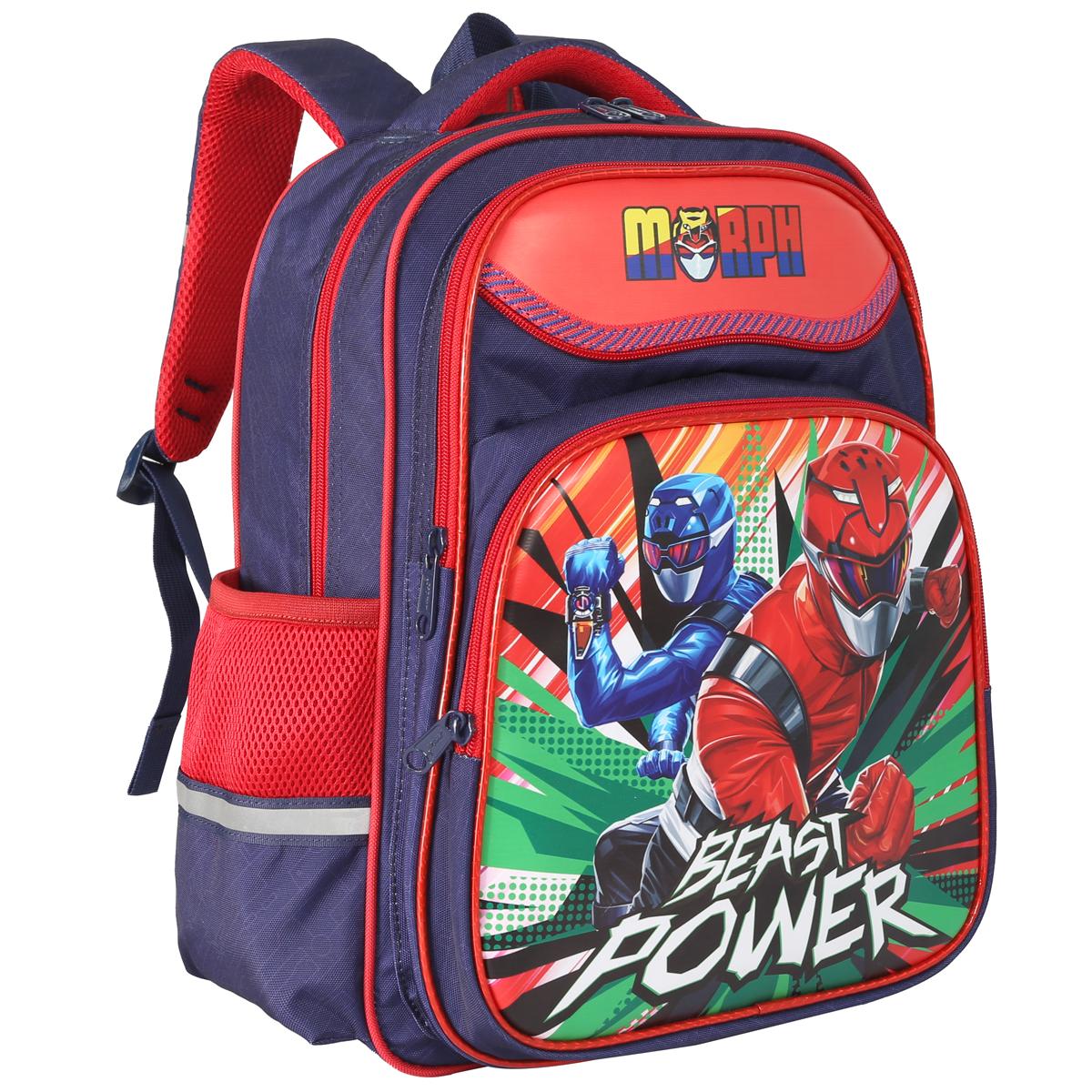 Ba Lô Học Sinh Cấp 1 Siêu Nhẹ - Miti BL1076ML_SN2_NAV_RED - 2 Siêu Nhân Power Rangers Morph