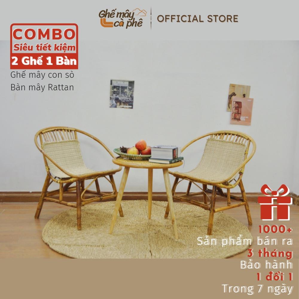 (Combo siêu tiết kiệm) Bộ bàn ghế mây sò tự nhiên phù hợp cho quán Cafe / Ban công gia đình / khách sạn / Homestay