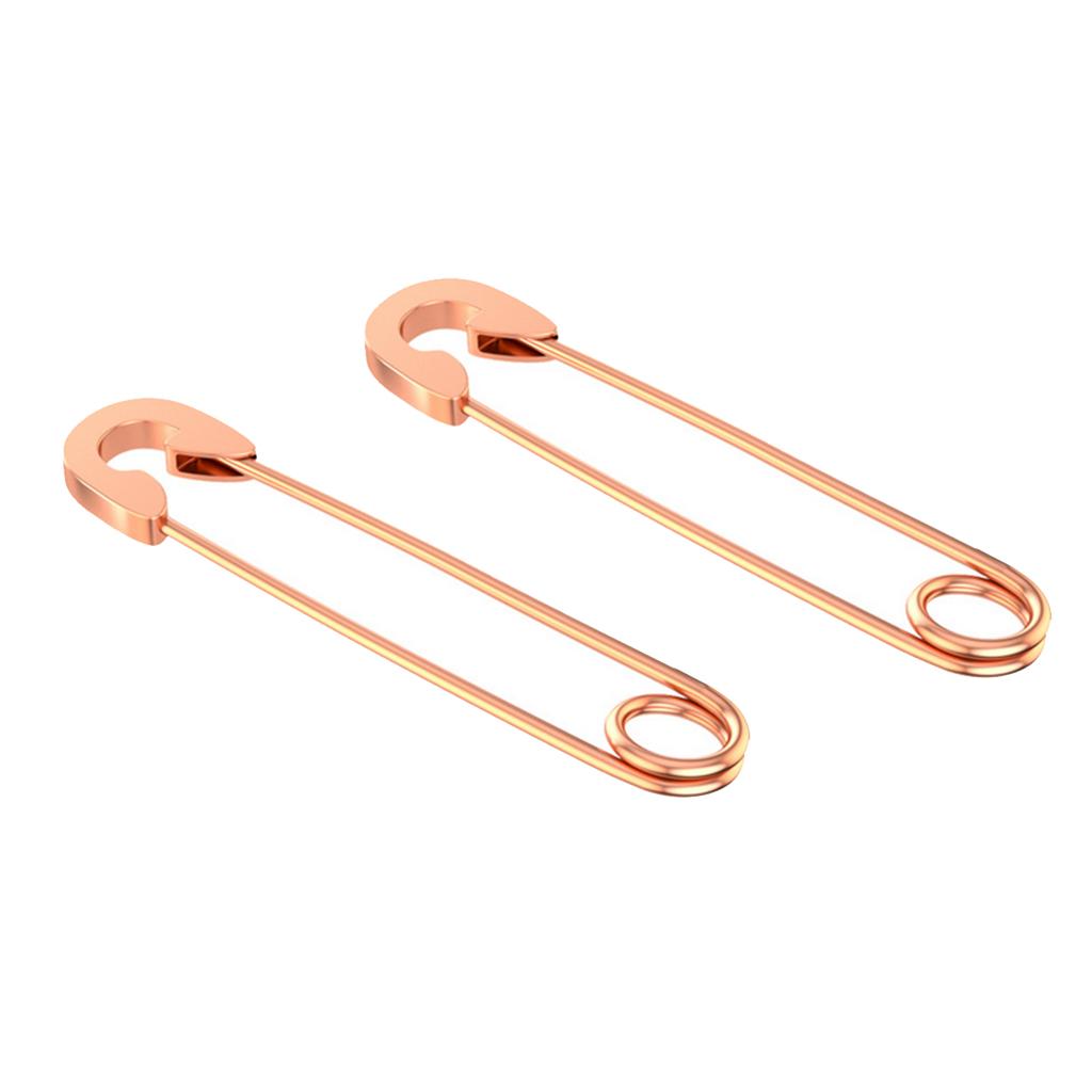 2xStylish Earrings Punk Safety Pin Earrings Ear Piercing Jewelry Rose Gold