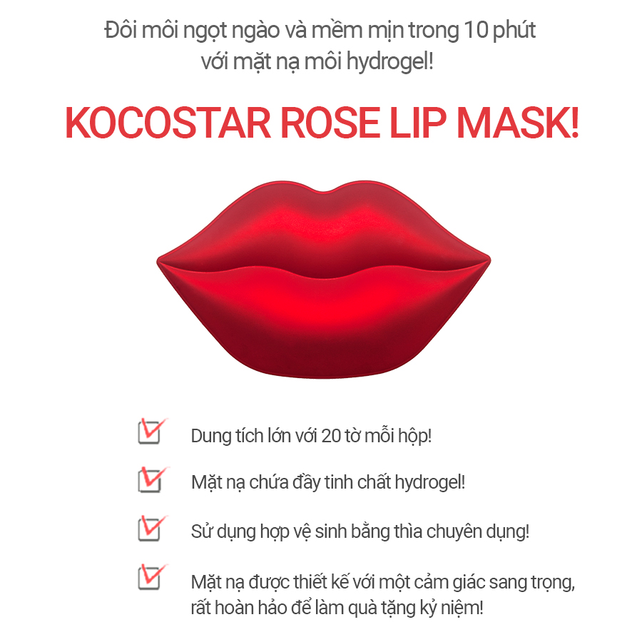 Mặt nạ môi chiết xuất hoa hồng Kocostar Rose Lip Mask