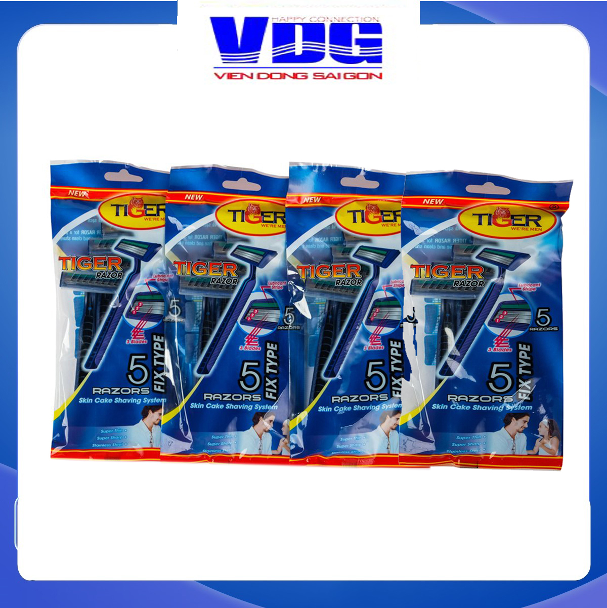 Combo 4 bịch Dao cạo râu 3 lưỡi Tiger (5 cây/ bịch)