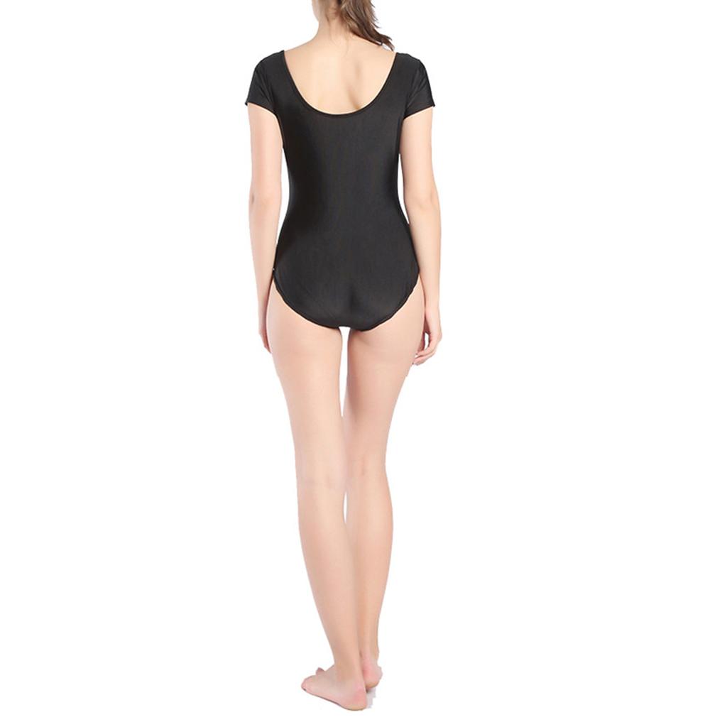 Women's Vintage Black One Piece Swimsuit Extra Stretch Spandex Bodysuit Bathing Suit