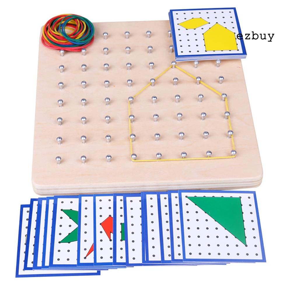 EY-Graphics Rubber Tie Nail Geoboard with Cards Math Learning Education Kids Toy