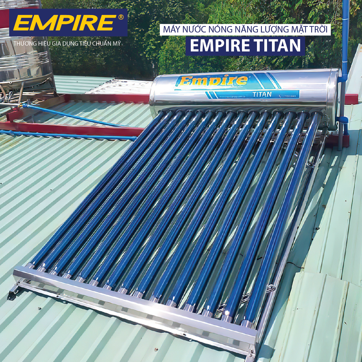 Máy nước nóng năng lượng mặt trời 160 lít EMPIRE titan model EPNLL1516- Hàng chính hãng.