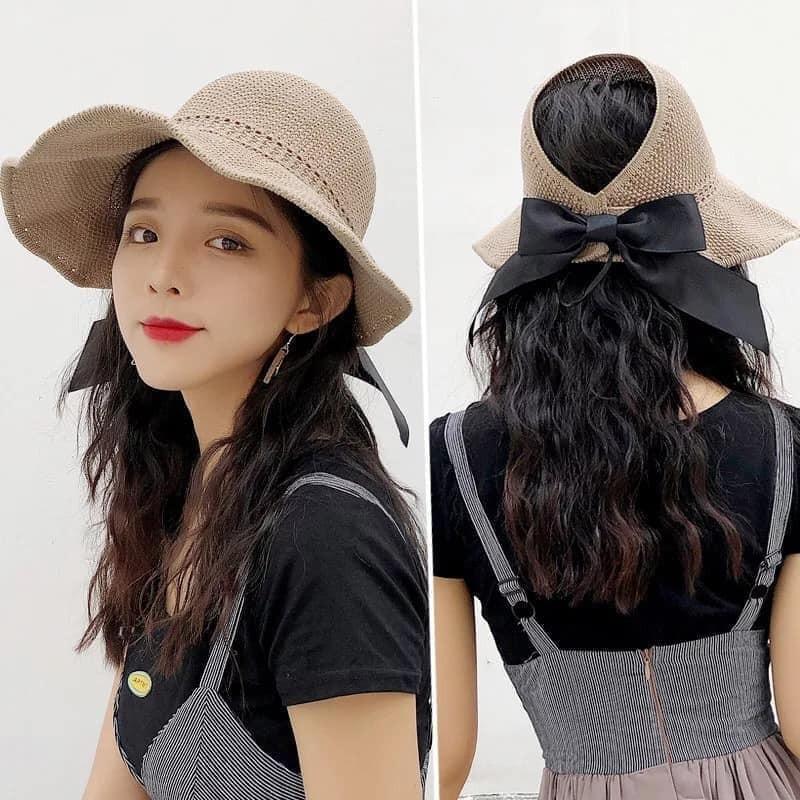 Mũ cói nửa đầu chống nắng
