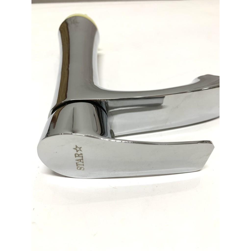 Vòi Lavabo Rửa Mặt Lạnh Tay Gạt Gù Inox Chân Đồng