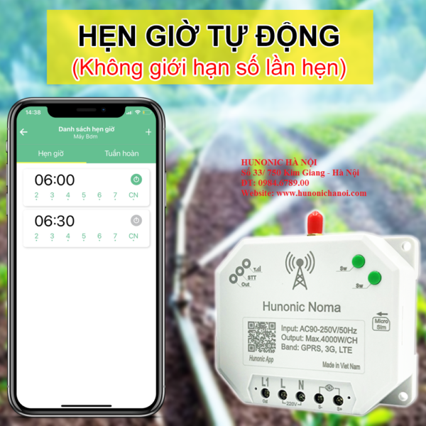 Công tắc HUNONIC NOMA - Điều khiển các thiết bị qua sóng điện thoại, không cần Wifi [CHÍNH HÃNG]