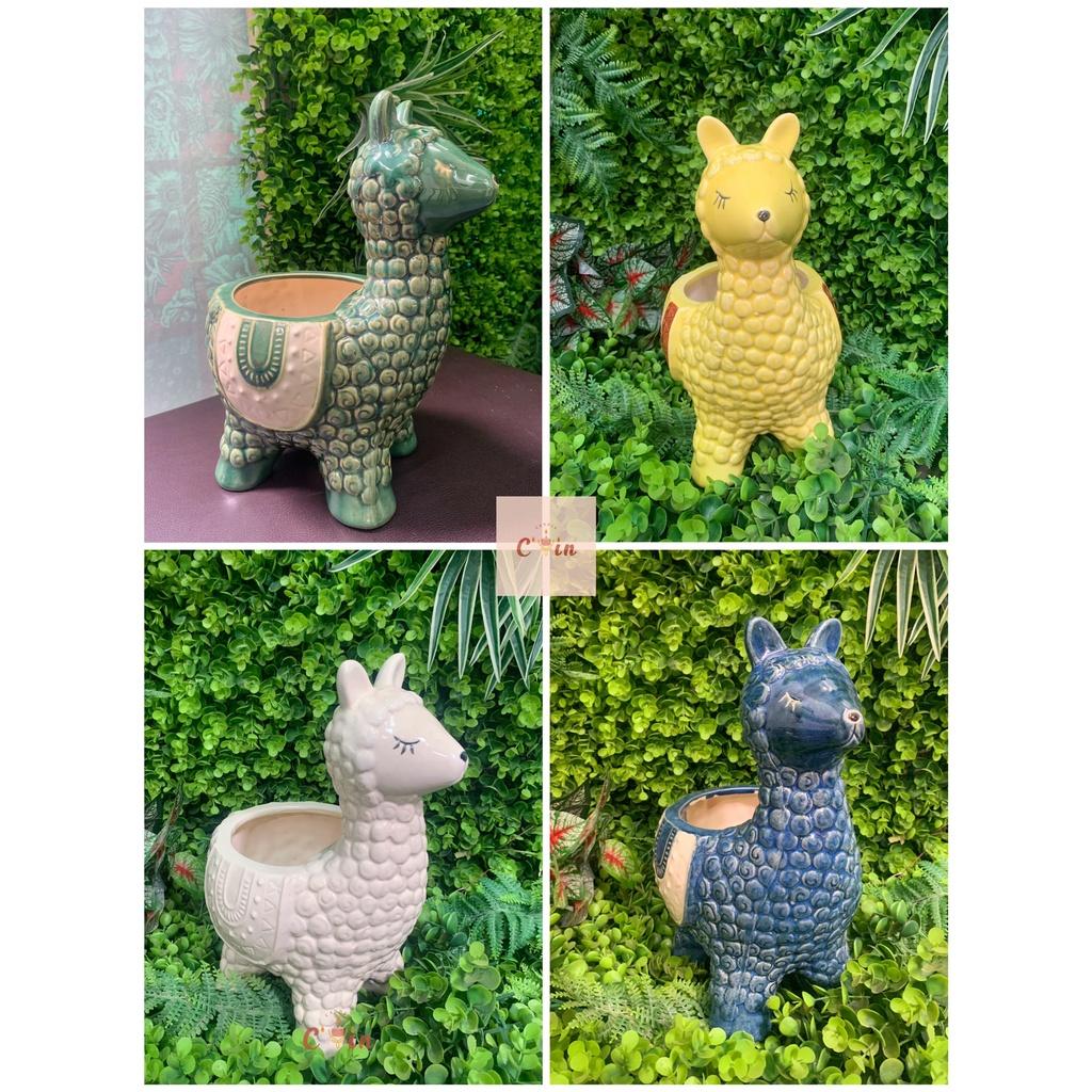 Chậu Hươu Cao Cổ, Lạc Đà, Nai dễ thương - Chậu trồng cây, trồng Sen Đá - Decor, trang trí sân vườn- Gốm Xuất Khẩu