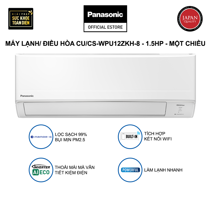 Máy lạnh/ Điều hòa Panasonic Inverter CU/CS-LU12AKH-8 - 1.5HP - Một chiều - Lọc sạch không khí NanoeX - Wifi