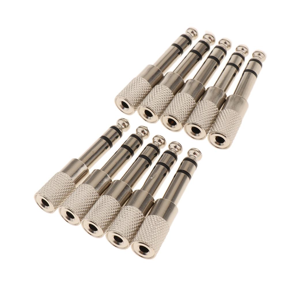 10 Pieces 6.5mm Male to 3.5mm Female Stereo Audio Headphone Jack Adapter