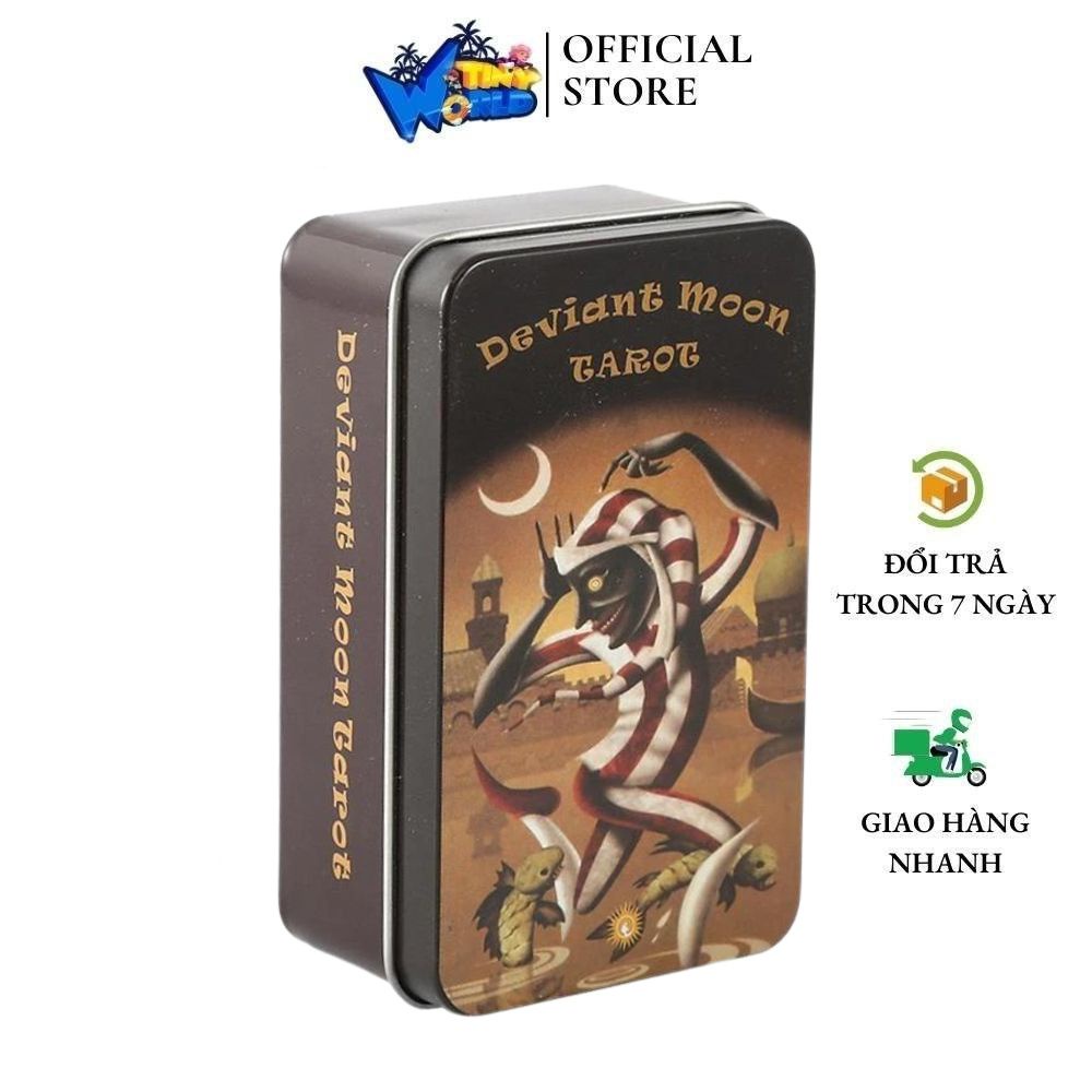 Bộ Bài Deviant Moon Tarot 78 Thẻ Mạ Màu, Hộp Sắt