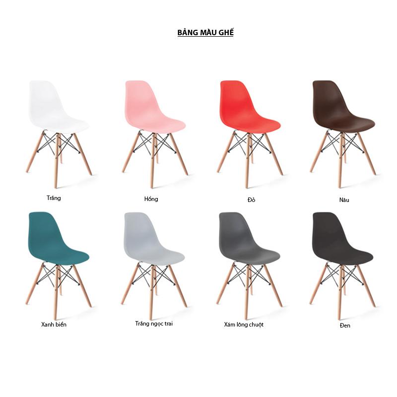 Bộ Bàn Oak-T Vân Gỗ Sồi Chân Gấp Gọn Và Ghế Eames Chân Gỗ IBIE TOOATO12W-EAMSW - Trắng
