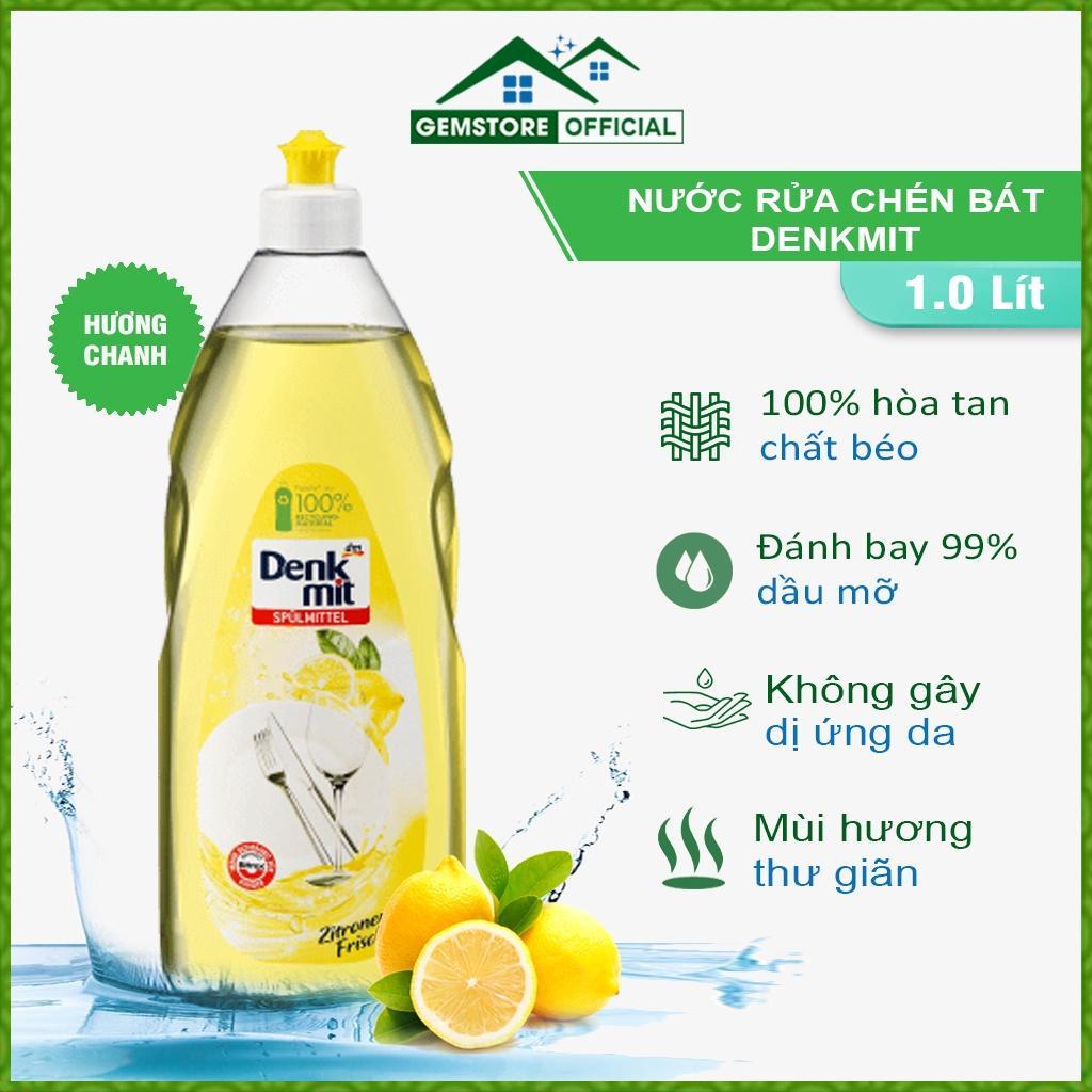 Nước Rửa Chén Bát Đa Năng Denkmit, Dung Dịch Rửa Bát Đĩa, Dung Tích 1L, Hương Chanh, Nhập Đức