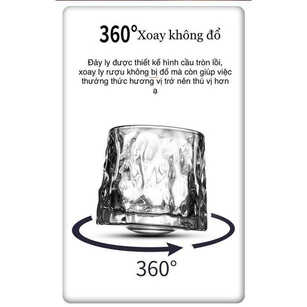 Bộ 6 cốc thủy tinh đế lồi xoay 360 độ phong cách Châu âu cực sang trọng