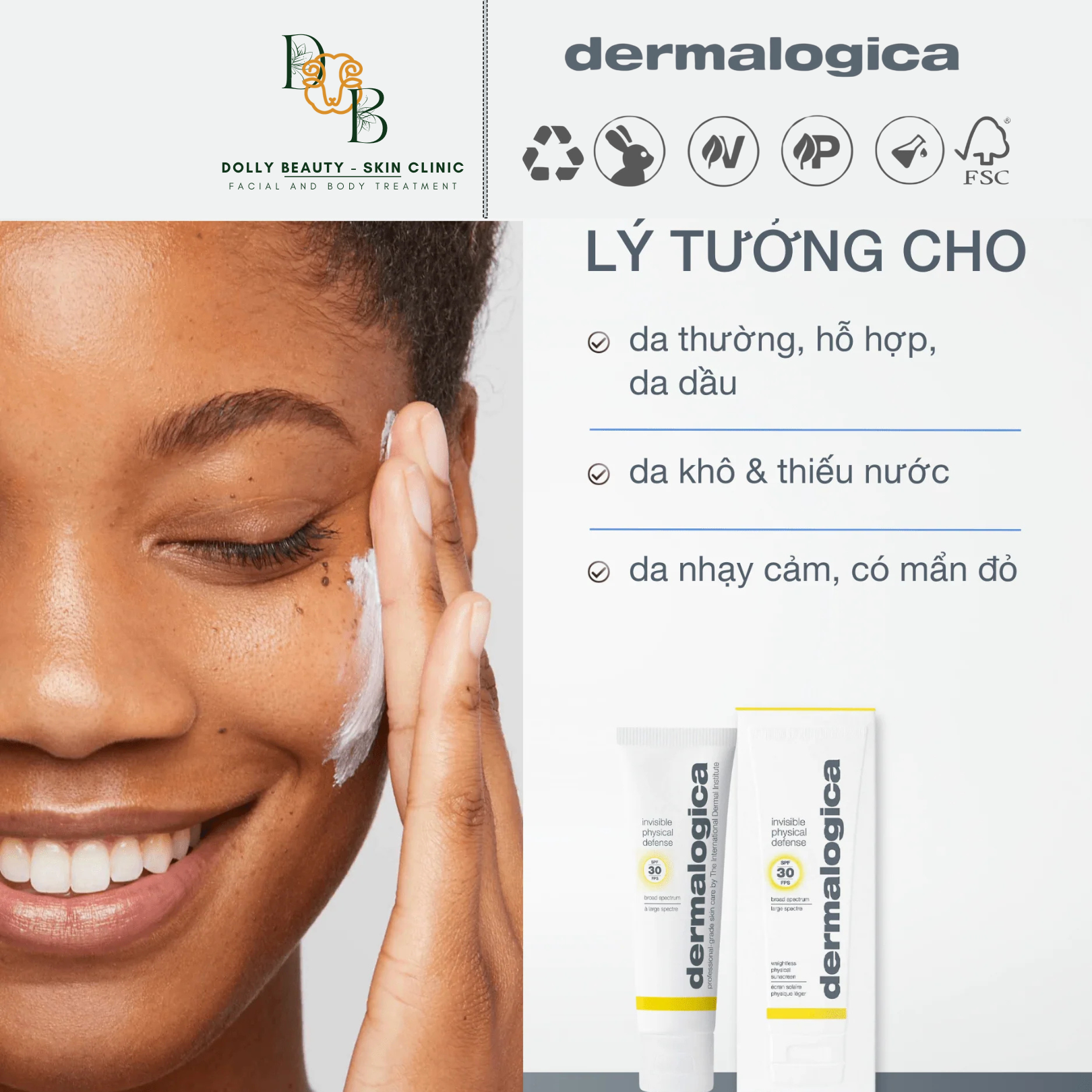 Kem chống nắng vật lý INVISIBLE PHYSICAL DEFENSE 50ml phù hợp với mọi loại da của Dermalogica - Dolly Beauty
