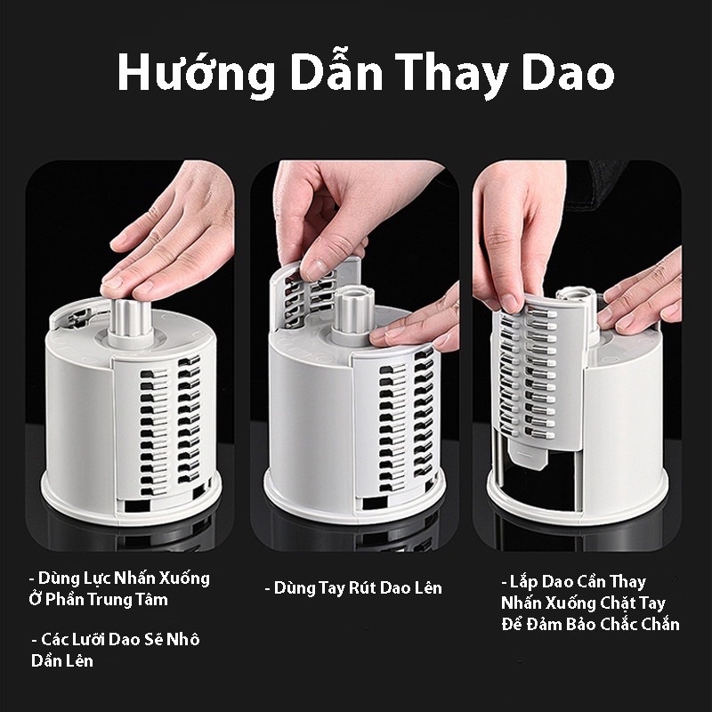 Giá TốT Nhất Máy Thái Lát Rau Củ Tiện Lợi_Thái Lát Bào Cắt Củ Quả Đa Năng 5 in 1