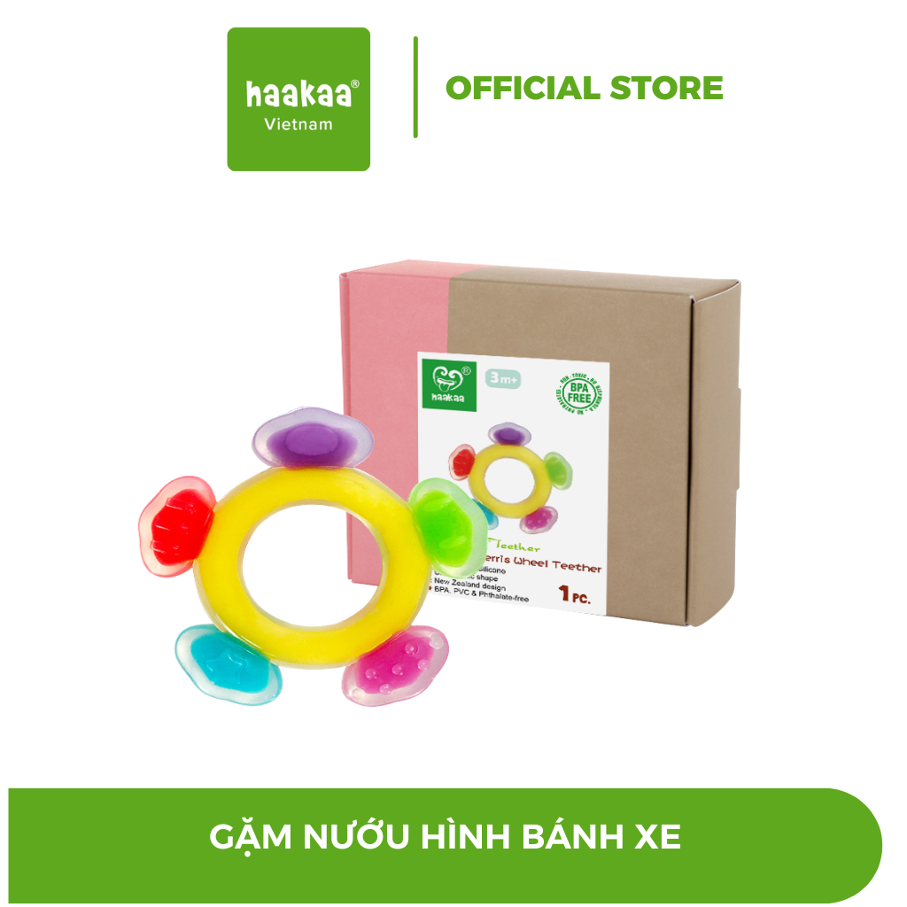 Gặm nướu hình bánh xe đu quay cho bé Haakaa. Chất liệu silicone cao cấp, an toàn. Không chứa BPA, PVC và phthalate