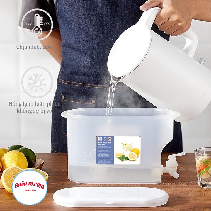 Bình đựng nước có vòi 3,5L Việt Nhật , Bình đựng nước trà, nước trái cây để trong tủ lạnh tiện lợi