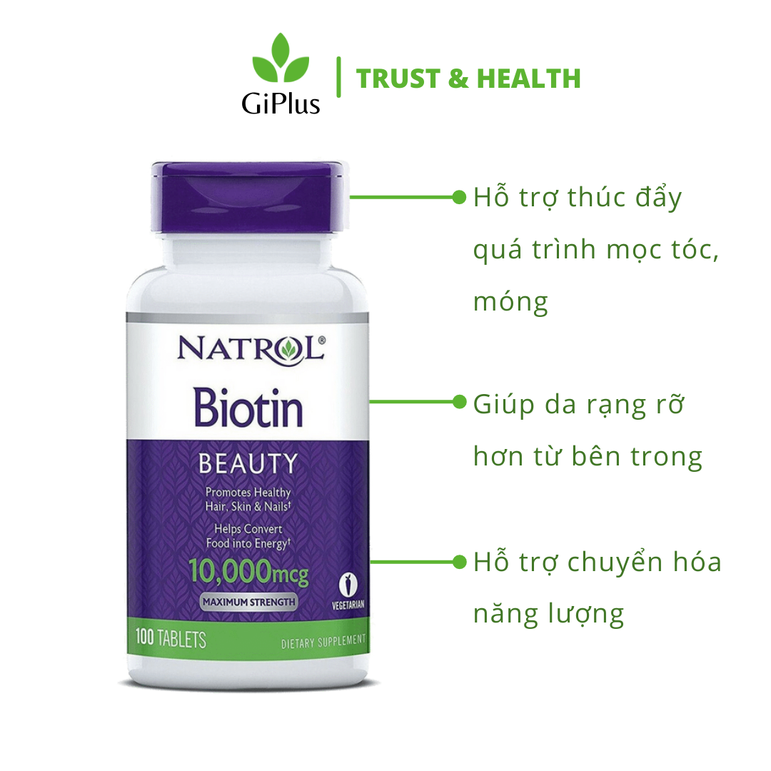 Viên Uống Hỗ Trợ Mọc Tóc, Móng Natrol Biotin 10.000mcg
