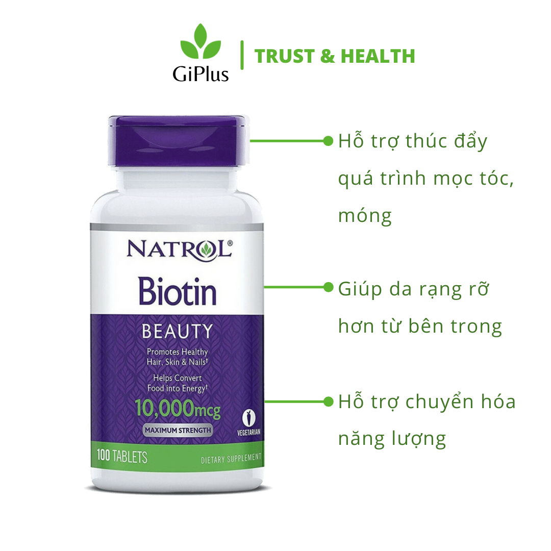 Biotin mọc tóc Natrol Beauty Mỹ hỗ trợ tóc mọc nhanh hơn, dày hơn, cho mái tóc khỏe mạnh, làn da rạng rỡ và móng tay chắc khỏe - QuaTangMe Extaste