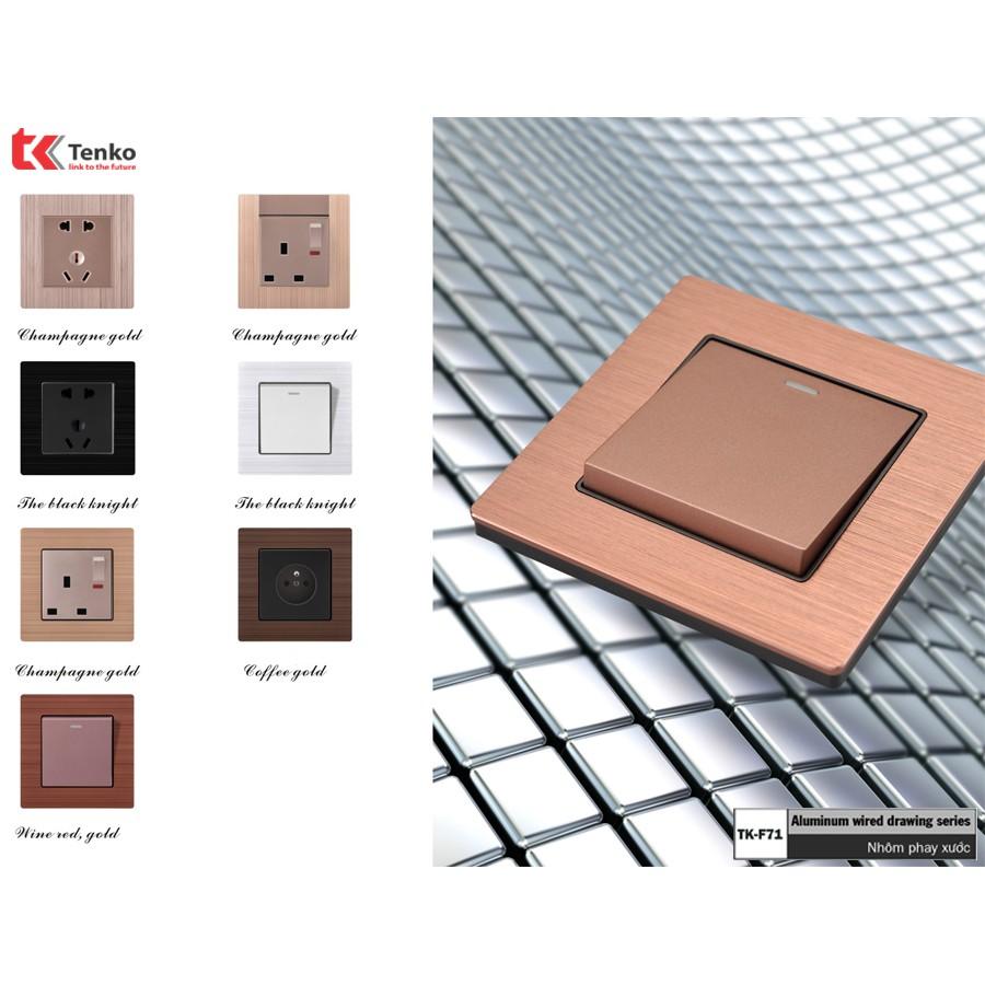 Công Tắc Điện Âm Tường Chống Cháy Mặt Kim Loại Xước TK-F71-01 - Màu Đồng
