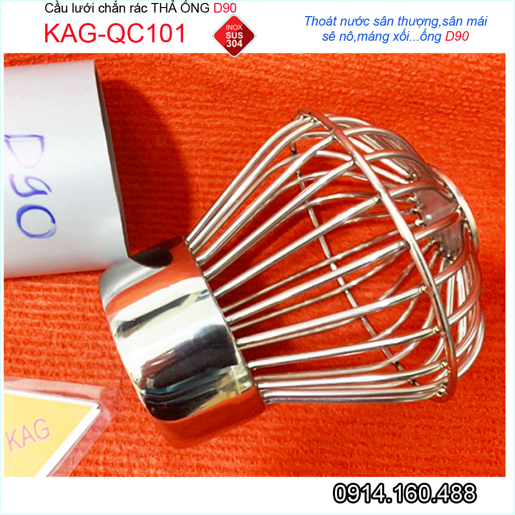 Cầu lưới Inox 304 dày D90-114, cầu chặn rác nước mưa D90-114 KAG-QC101 thoát nước nhanh hiệu suất tốt