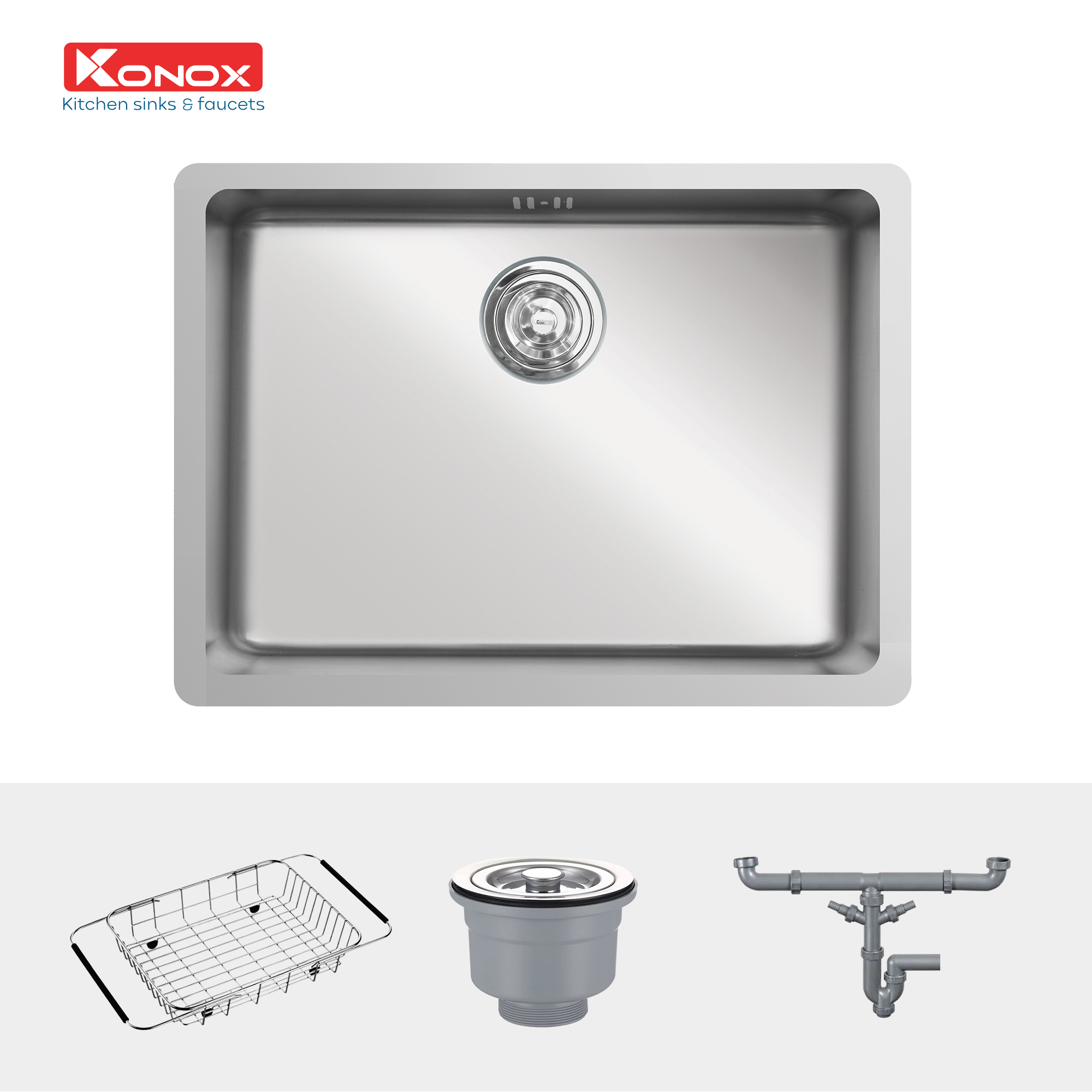 Chậu rửa bat Konox, Undermount Series, Model KN5444SU, Inox 304AISI tiêu chuẩn châu Âu, 540x440x225(mm), Hàng chính hãng