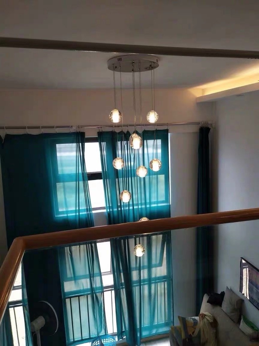 Đèn thả thông tầng KUNLI trang trí nội thất hiện đại loại 10 bóng pha lê thủy tinh cao cấp
