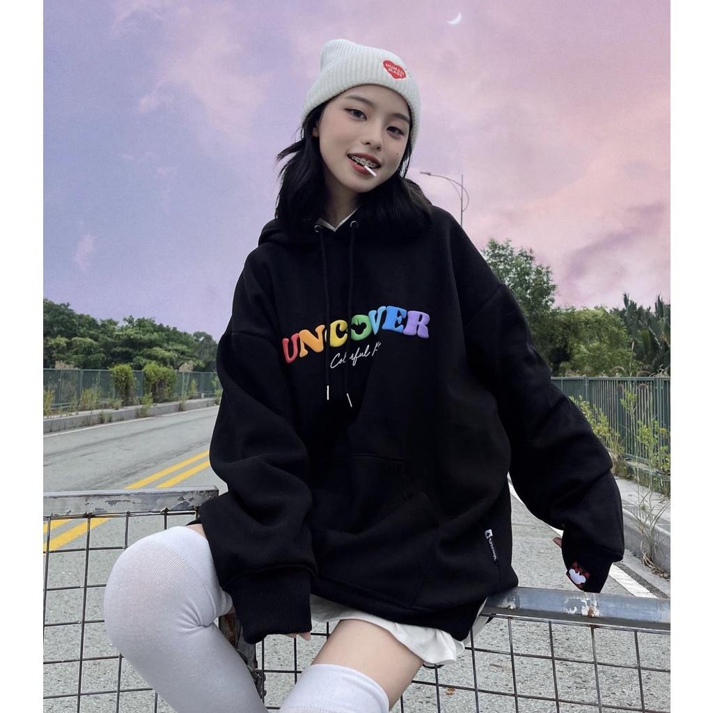 Áo Hoodie Local Brand Uncover Nam Nữ Vải Nỉ Bông Unisex Chữ 7 Màu, Áo Hoodie Local Brand Uncover Nam Nữ Vải Nỉ Bông Unisex Chữ 7 Màu Full Mạc Form Rộng Oversize