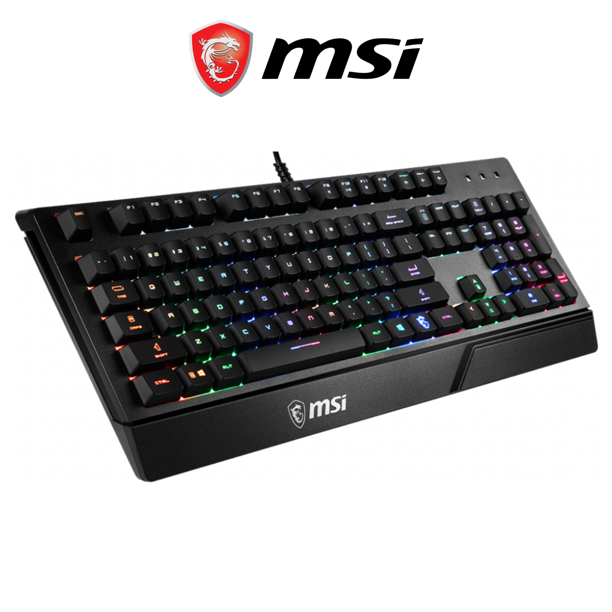 Bàn Phím Gaming MSI Vigor GK20 US Đèn LED RGB, Dây Cắm USB Dài 1.8M - Hàng Chính Hãng