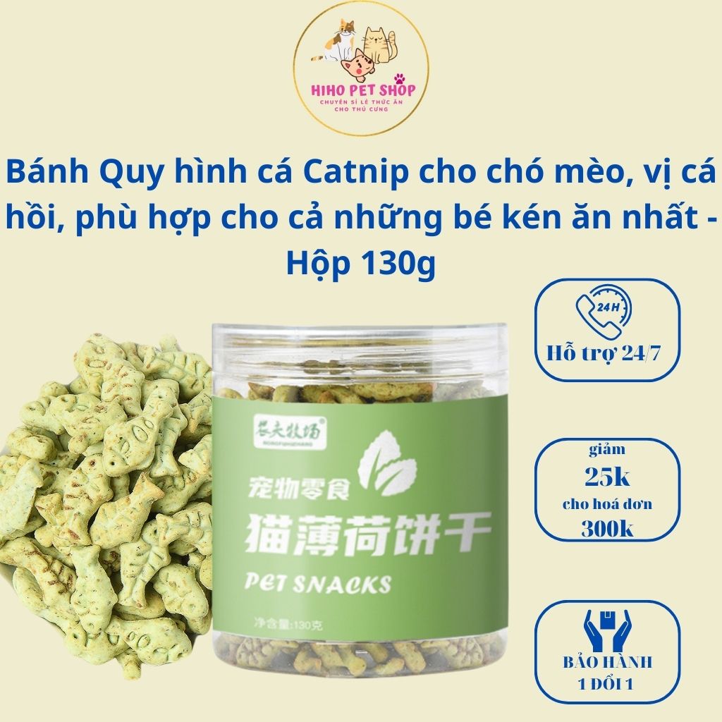 Bánh thưởng hình cá PET SNACKS vị cá hồi sạch răng, bổ dưỡng, mượt lông cho chó mèo - hộp 130g