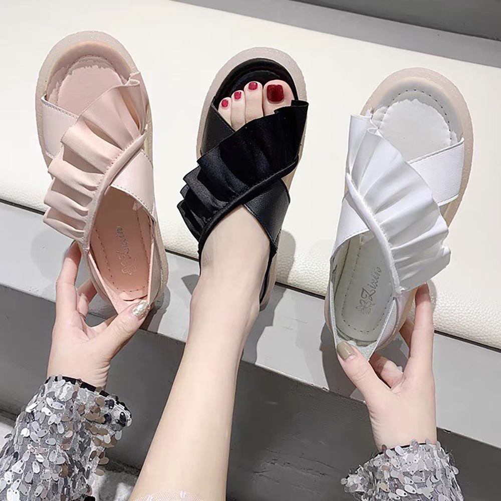 Sandal Nữ Đi Học Đế Thấp  Thời Trang Cao Cấp Ladiez, Dép Quai Hậu Nữ Đẹp Đan Họa Tiết Ulzzang Nhún Bèo Mềm Êm Chân  Xinh Xắn