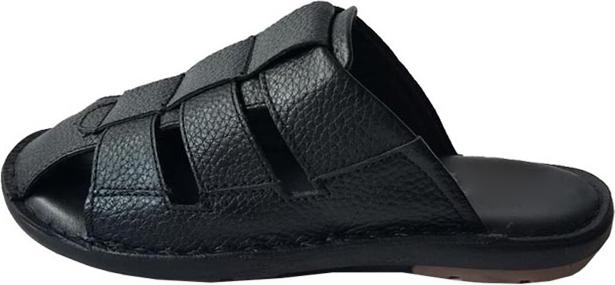 Dép Nam Quai Ngang Bít Mũi Da Bò Thời Trang Màu Đen TC03731