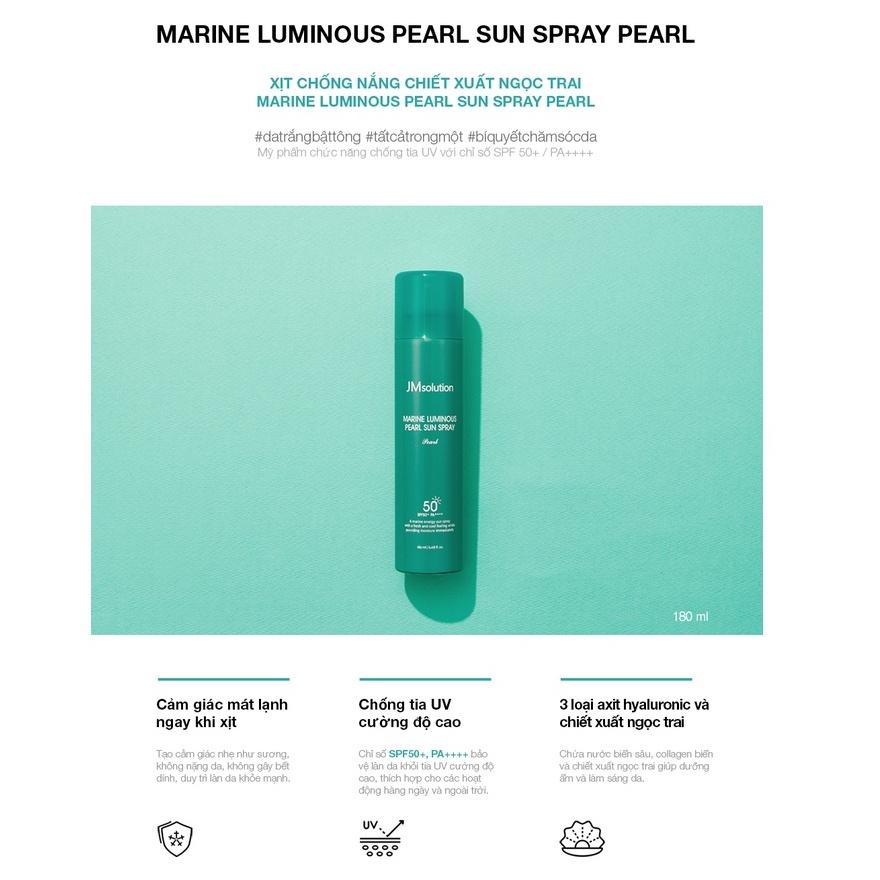 Xịt Chống Nắng Làm Mát Chiết Xuất Ngọc Trai JMsolution Marine Luminous Pearl Sun Spray Pearl 180ml