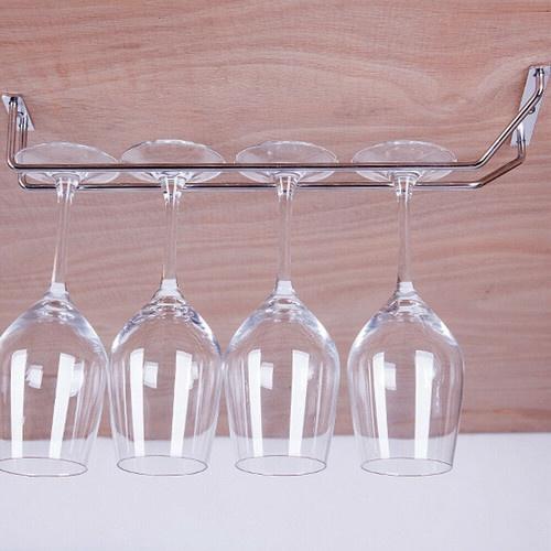 1 Pcs Wine Glass Holder Under Cabinet Rack Storage Organizer Stemware Racks Double Row Hanger Shelf Metal Racks