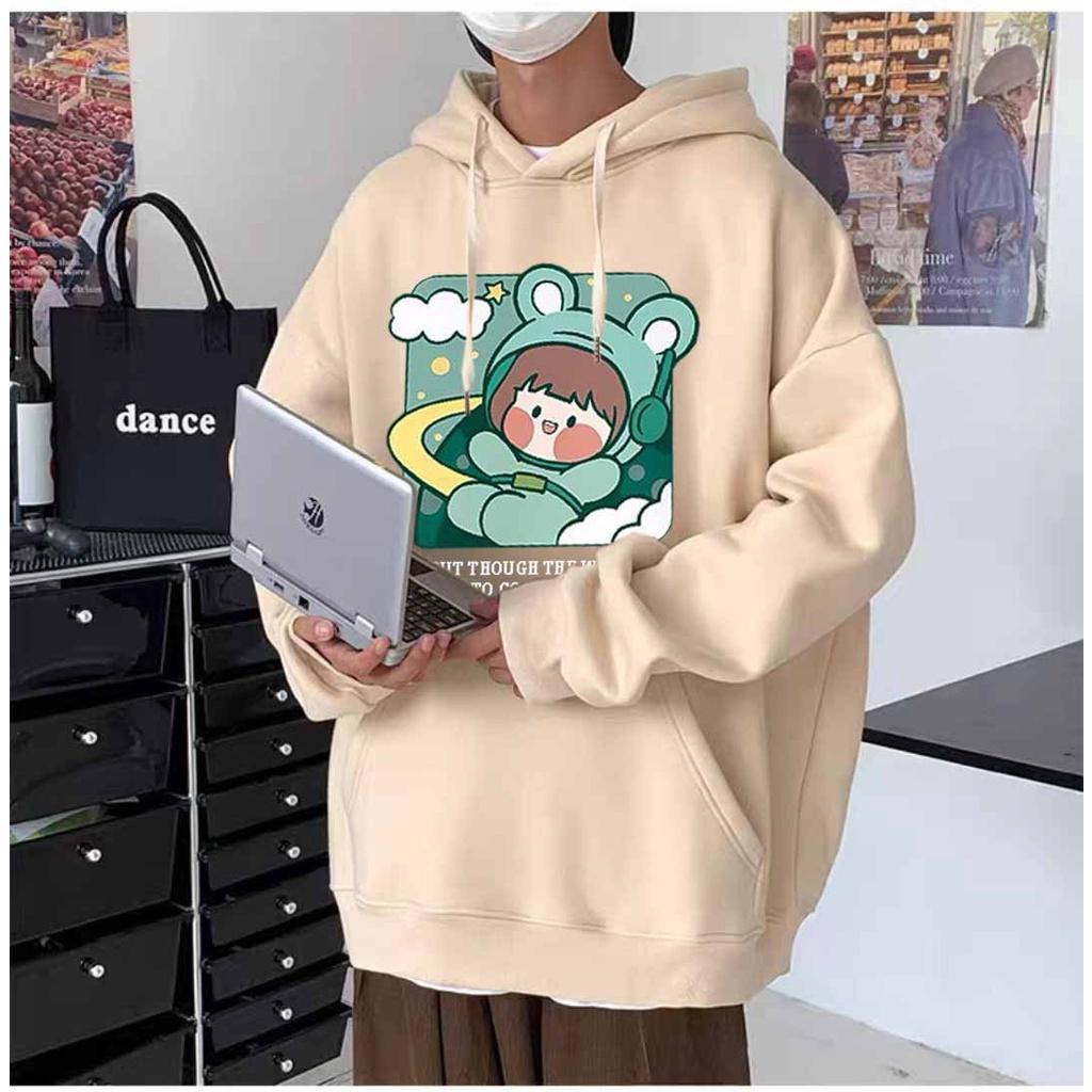 Áo hoodie nam nữ nỉ ngoại ulzzang unisex cặp đôi hàn quốc dày mịn chống nắng in hình phi hành gia