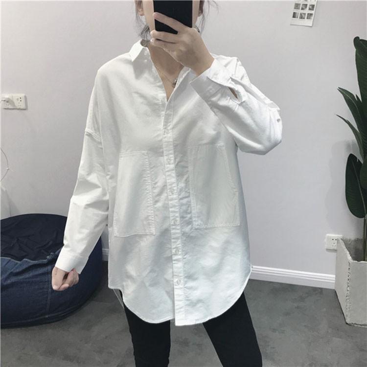Áo sơ mi nữ dáng dài chất thô đũi 2 túi ốp sườn, thời trang phong cách trẻ