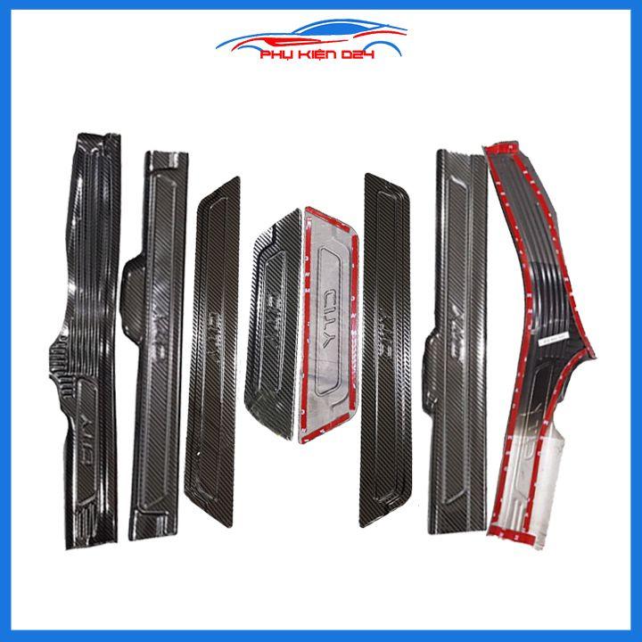 Bộ nẹp bước chân trong ngoài vân Cacbon xe City 2015-2016-2017-2018-2019-2020 chống trầy làm đẹp ô tô