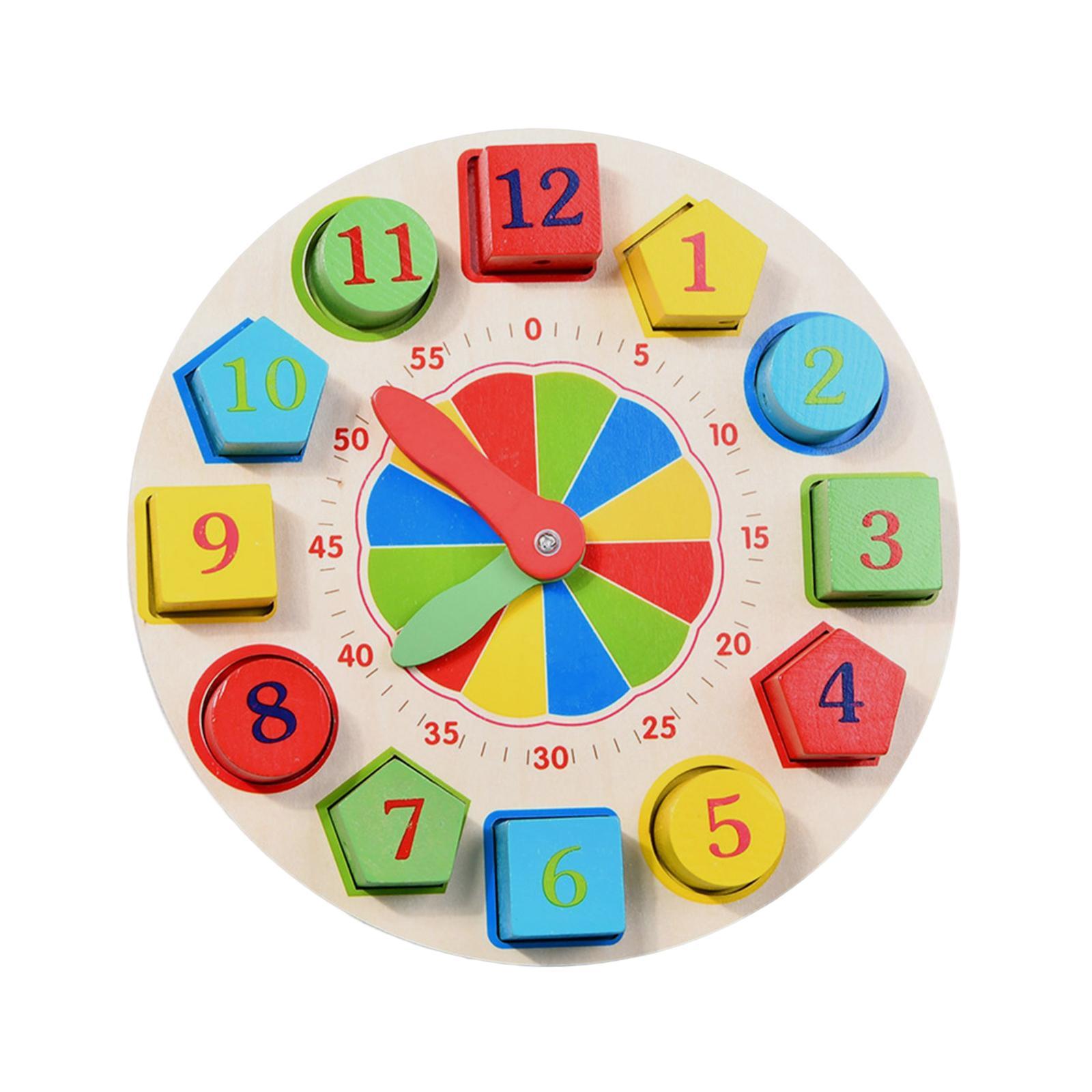 Montessori Wooden Clock Toys Wooden Lacing Threading Toys for Baby Boys