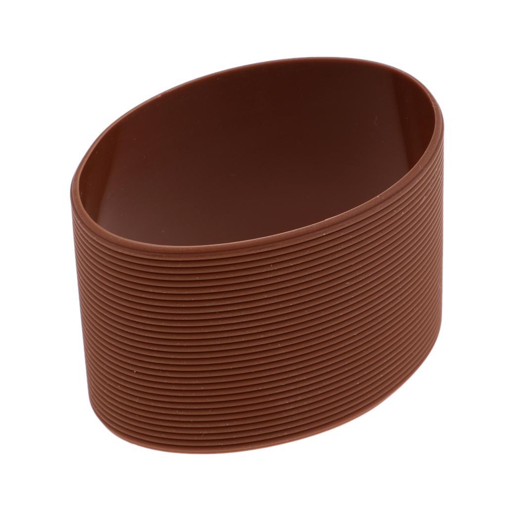 3-4pack Outdoor Silicone Round Non-slip Water Bottle Mug Cup Sleeve Cover brown