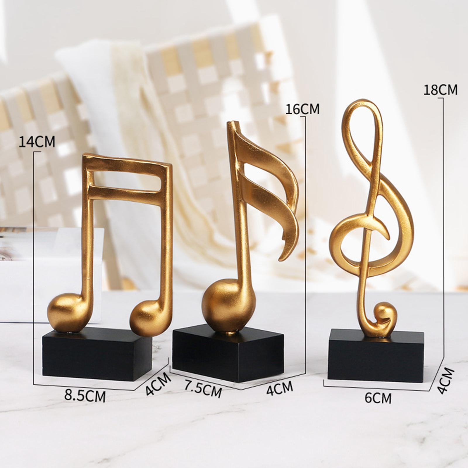 3Pcs Music Note Musical Sculpture Figurine Ornaments for Office Table Decor