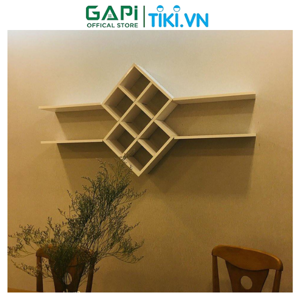 Kệ rượu treo tường phòng khách hiện đại, kệ gỗ decor phòng ăn, nhà hàng tạo điểm nhấn cho không gian thương hiệu GAPI GP26