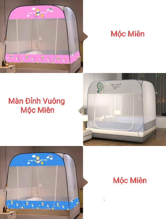 Màn Chụp Đỉnh Vuông Cao Cấp Mộc Miên - Kích Thước 1,6mx2m