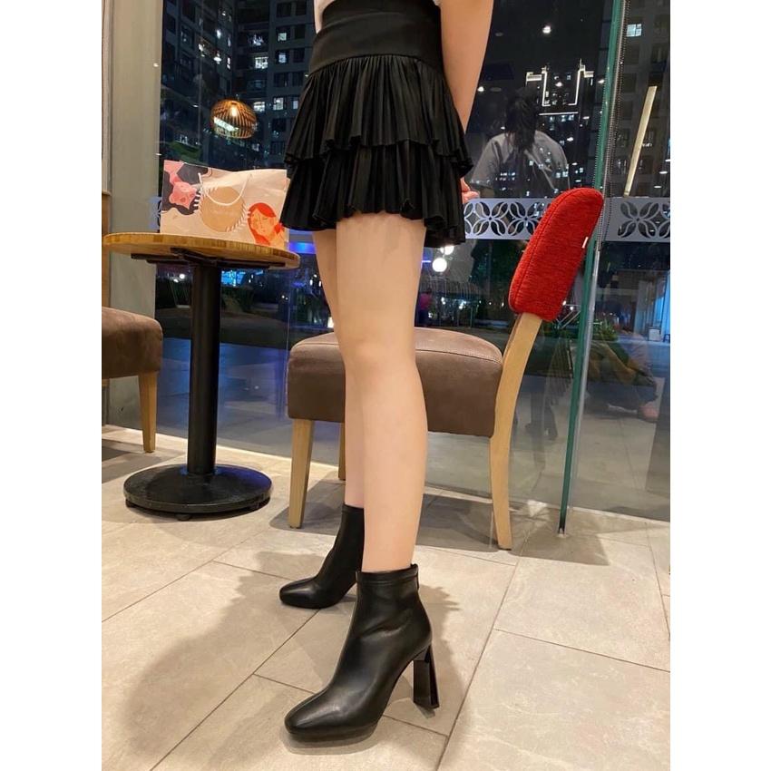 Bốt nữ cổ thấp gót mảnh 8p da mềm khóa sau xinh luôn, em này phối set nào cũng hợp nha , đi lên chân siêu sang B4