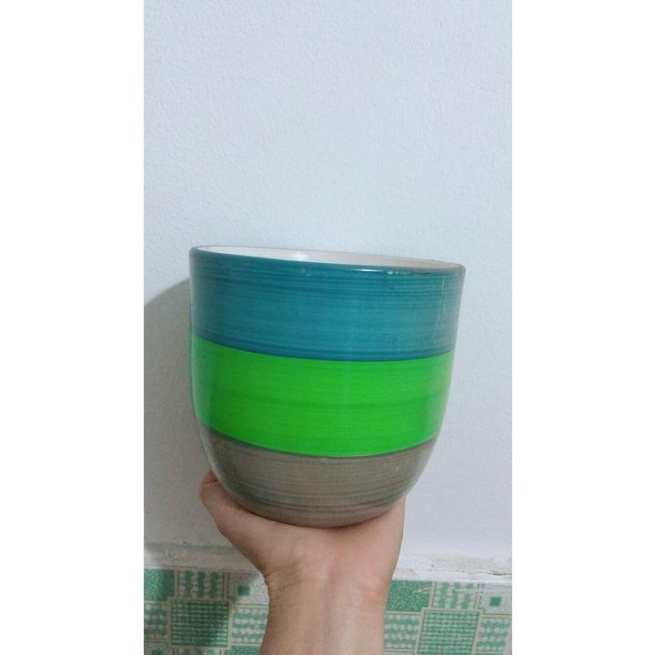 Chậu Sứ Trồng Cây cao 13cm đường kính 15cm