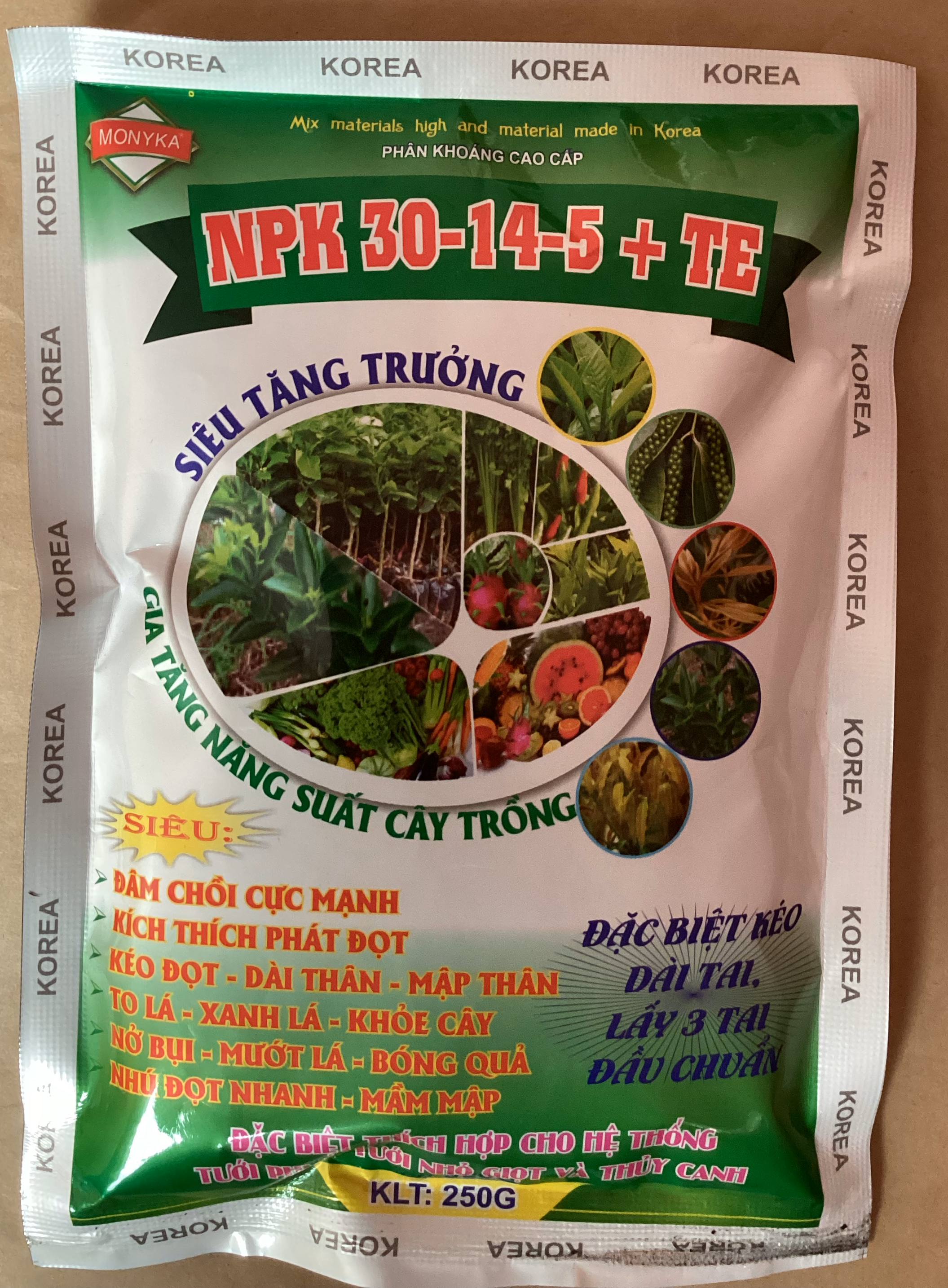 Phân bón tăng trưởng npk 30-14-5 TE , đâm chồi, nẩy lộc, kéo đọt, dài thân